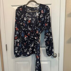 Ann Taylor Floral Wrap Blouse